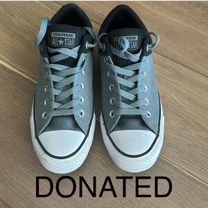 Converse Chuck Taylor High Street Sneakers Grey & Black Canvas, Size 7, 9